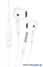 KAKUSIGA earphones με μικρόφωνο KSC-1301, 3.5mm σύνδεση, 14mm, 1.1m, λευκά