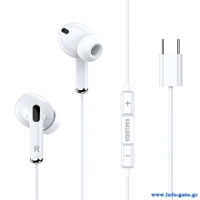 KAKUSIGA earphones με μικρόφωνο KSC-727, USB-C σύνδεση, 14.2mm, 1.2m, λευκά
