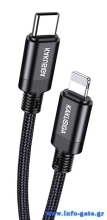 KAKUSIGA καλώδιο Lightning σε USB-C KSC-970, 27W, 480Mbps, 1m, μαύρο