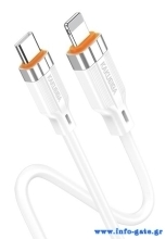 KAKUSIGA καλώδιο Lightning σε USB-C KSC-995, σιλικόνης, 30W, 480Mbps, 1m, λευκό