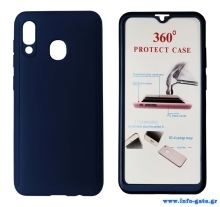 POWERTECH Θήκη Body 360° με Tempered Glass για Samsung A20, μπλε