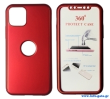 POWERTECH Θήκη Body 360° με Tempered Glass για iPhone 11 Pro, κόκκινη