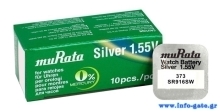 MURATA μπαταρία Silver Oxide για ρολόγια SR916SW, 1.55V, No373, 10τμχ