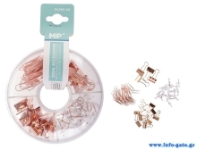 MP σετ γραφείου PA360-05 με συνδετήρες, κλιπ & πινέζες, ροζ χρυσό