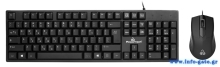 POWERTECH set ποντίκι & πληκτρολόγιο PT-1075, ενσύρματο, 1000DPI, μαύρο
