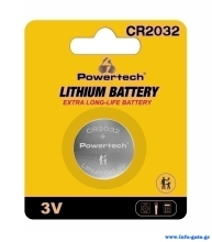 POWERTECH μπαταρία λιθίου PT-1208, CR2032, 3V, 1τμχ