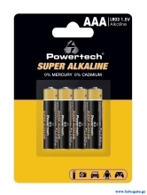 POWERTECH αλκαλικές μπαταρίες Super Alkaline PT-1213, AAA, 1.5V, 4τμχ