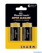 POWERTECH αλκαλικές μπαταρίες Super Alkaline PT-1216, LR14, 1.5V, 2τμχ