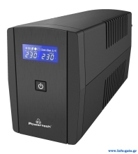 POWERTECH UPS Line Interactive PT-1295 με οθόνη, 850VA, 510W, 2x Schuko