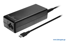 POWERTECH φορτιστής laptop PT-1319, USB-C PD 3.0, universal, 65W, μαύρος