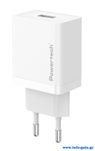 POWERTECH φορτιστής τοίχου PT-1320, USB, 12W, λευκός