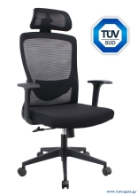 POWERTECH καρέκλα γραφείου PT-1390 με μπράτσα και ανάκλιση, ρυθμιζόμενο ύψος, μαύρη