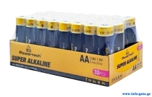POWERTECH αλκαλικές μπαταρίες Super Alkaline PT-1401, AA, 1.5V, 32τμχ