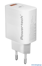POWERTECH φορτιστής τοίχου PT-1493, USB/USB-C, 20W, λευκός