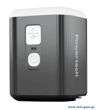 POWERTECH μίνι τρόμπα PT-1554 με φακό, 5W, επαναφορτιζόμενη, μαύρη