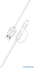 POWERTECH καλώδιο USB σε Micro/Lightning PT-707, MFi, 2.4A, 1m, λευκό