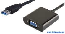 POWERTECH αντάπτορας USB 3.0 σε VGA PTH-021, Full HD, μαύρο