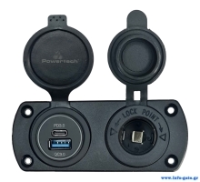 POWERTECH πρίζα 12V για σκάφη & οχήματα PTL-001, USB/USB-C θύρες, IP65