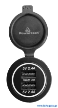 POWERTECH πρίζα USB για σκάφη & οχήματα PTL-003, 2x USB, 24W, IP65