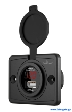 POWERTECH πρίζα USB για σκάφη & οχήματα PTL-006 με οθόνη, 12W, IP65