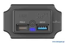 POWERTECH πρίζα USB για σκάφη & οχήματα PTL-009, USB & USB-C, 36W