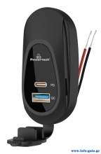 POWERTECH πρίζα USB για σκάφη & οχήματα PTL-026, USB & USB-C