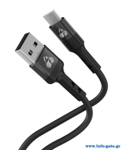 POWERTECH καλώδιο USB-C σε USB PTR-0161, σιλικόνης, 60W, 480Mbps, 1m, μαύρο