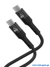 POWERTECH καλώδιο USB-C PTR-0163, σιλικόνης, 60W, 480Mbps, 1m, μαύρο