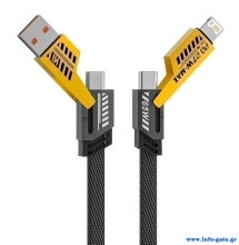 POWERTECH καλώδιο USB-C/USB σε USB-C/Lightning PTR-0164, 65W, 480Mbps, 1m, μαύρο