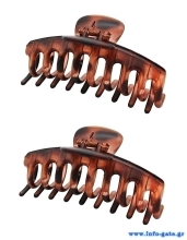 ROXXANI κλιπ μαλλιών RXN-0014, καφέ, 11cm, 2τμχ