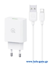 USAMS φορτιστής τοίχου SCXLTZ03 με καλώδιο Lightning, USB, 18W, λευκός