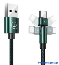 USAMS καλώδιο USB-C σε USB SJ477, περιστρεφόμενο βύσμα, 2A, 1m, πράσινο