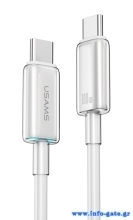 USAMS καλώδιο USB-C σε USB-C US-SJ660, 100W, 480Mbps, 1.2m, λευκό