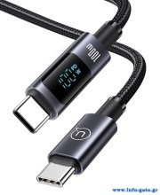 USAMS καλώδιο USB-C σε USB-C US-SJ671, 100W, 480Mbps, 1.2m, μαύρο