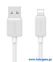 USAMS καλώδιο Lightning σε USB US-SJ689, 2.4A, 480Mbps, 1m, λευκό