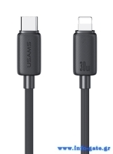 USAMS καλώδιο Lightning σε USB-C US-SJ692, 30W, 480Mbps, 1m, μαύρο