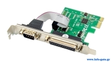 POWERTECH κάρτα επέκτασης PCIe σε serial + parallel ST329, AS99100