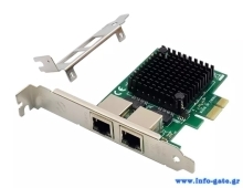 POWERTECH κάρτα επέκτασης PCIe σε 2x RJ45 Gigabit ST7279, JL82571GB