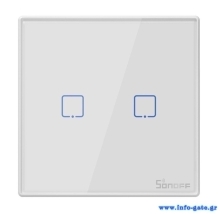 SONOFF smart διακόπτης T2EU2C-RF 433MHz, αφής, διπλός, λευκός