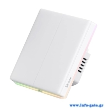 SONOFF smart διακόπτης T5-2C-86 με LED φωτισμό, διπλός, Wi-Fi, λευκός