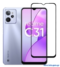 POWERTECH tempered glass 5D TGC-0580, Realme C31, full glue, μαύρο