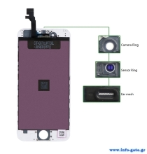 TIANMA High Copy LCD για iPhone 6G, Camera-Sensor ring, ear mesh, White