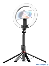 USAMS φωτιστικό δαχτυλίδι LED ZB323 με τρίποδο & βάση smartphone, μαύρο