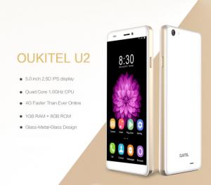 InfoGate-OUKITEL Smartphone U2, 4G, 5" IPS, Quad-Core, Black